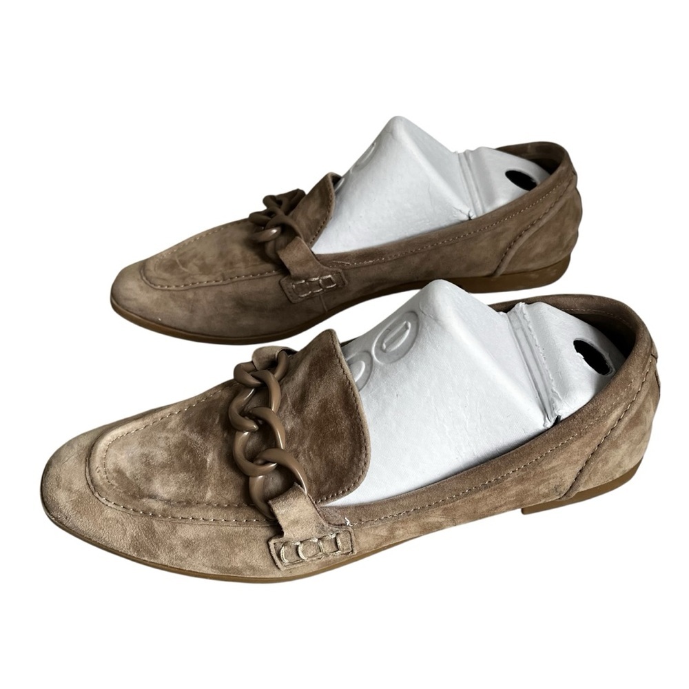 Steve Madden 8.5 Women Leather Tan Loafers Chain Y2K Academia Classic Preppy - Picture 4 of 10